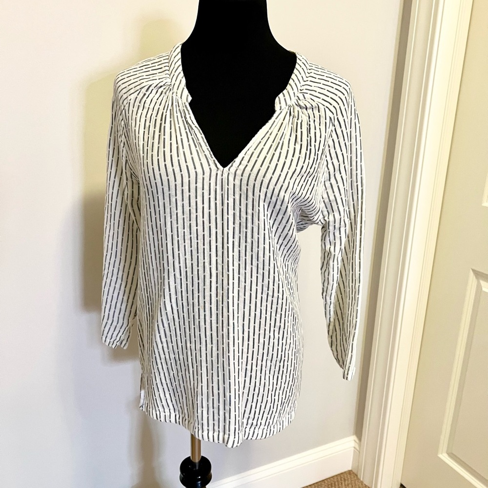 Velvet Blue & White Tunic Top Sz L